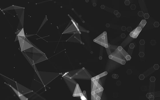 Abstract polygonal space low poly dark background with connecting dots and lines. Connection structure. 3d rendering