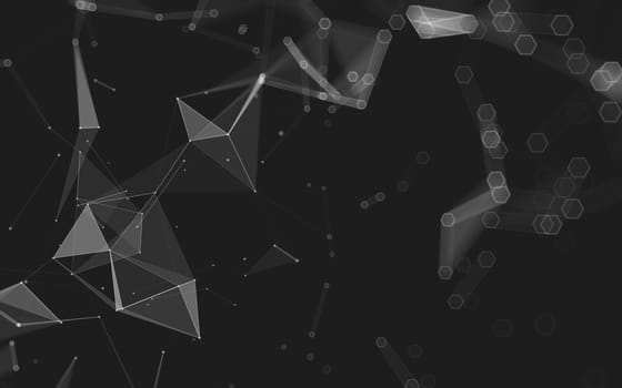 Abstract polygonal space low poly dark background with connecting dots and lines. Connection structure. 3d rendering