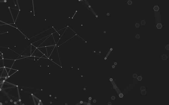 Abstract polygonal space low poly dark background with connecting dots and lines. Connection structure. 3d rendering