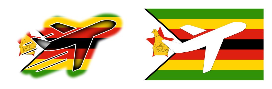 Nation flag - Airplane isolated on white - Zimbabwe