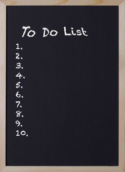 blackboard with an item to do list for ten items