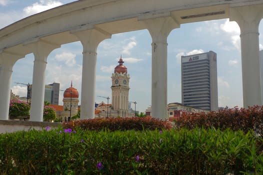 KUALA LUMPUR, MALAYSIA - November 16. 2016: the Clock tower of Sultan Abdul Samad building near Merdeka Square