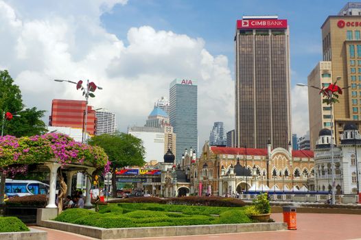 KUALA LUMPUR, MALAYSIA - November 16. 2016: the Clock tower of Sultan Abdul Samad building near Merdeka Square