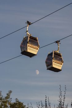 Barcelona,Spain, August 2016: Funicular to the Montjuic mountain in Barcelona.