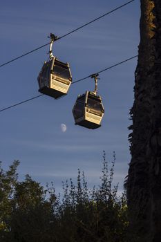 Barcelona,Spain, August 2016: Funicular to the Montjuic mountain in Barcelona.