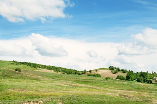 Mountainous terrain and the blue sky