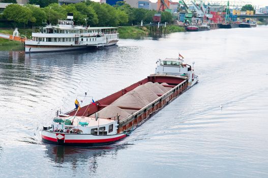 barge and boat on the river