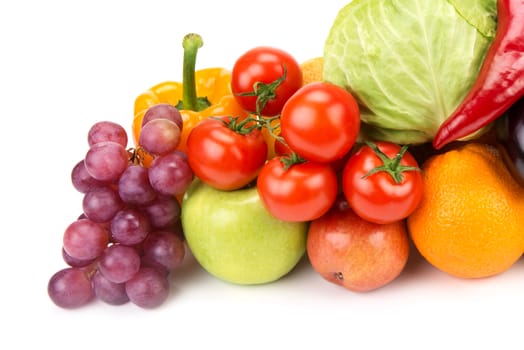 set of fruits and vegetables isolated on white background