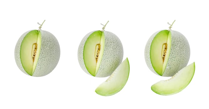shopped green melon isolated on white background