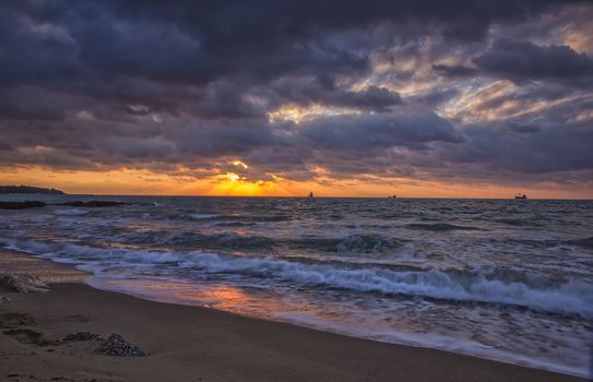 Long exposure sunrise at the Black Sea