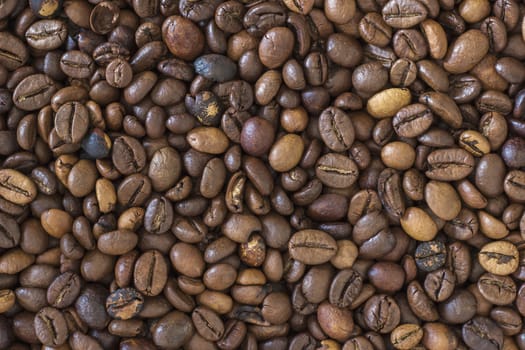Coffee background with many beans