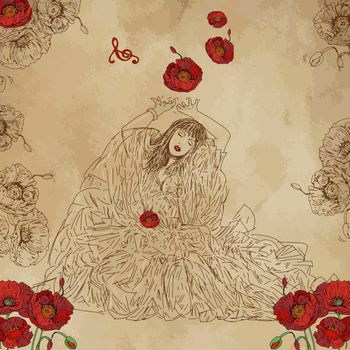 Woman dancing flowers
