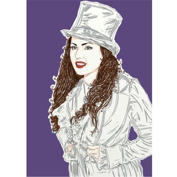 Portrait of woman with jacket and hat
