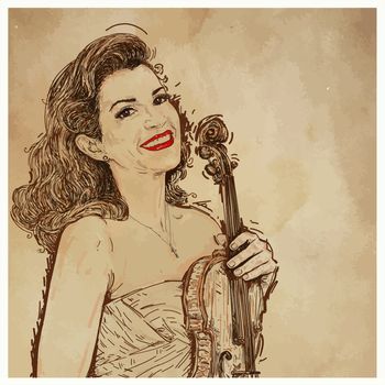 Portrait of a woman with violin
