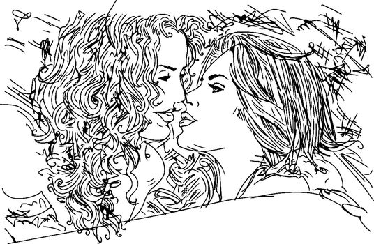 Two friendly women in bed