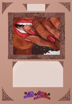 A mouth with hand and enamel, with room for writing