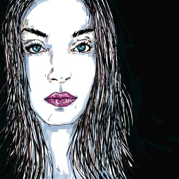 Portrait of sexy woman with long hair