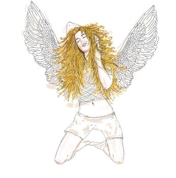 Angel woman with wings