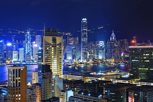 Hong kong downtown area at night