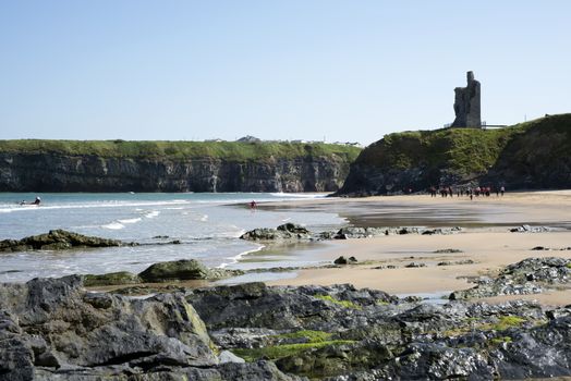 people training at surf school on ballybunion beach in county kerry ireland