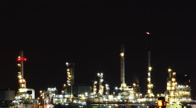 Oil refinery factory area at twilight