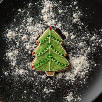 New year homemade gingerbread on the plate