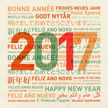 Happy new year vintage card from the world in different languages