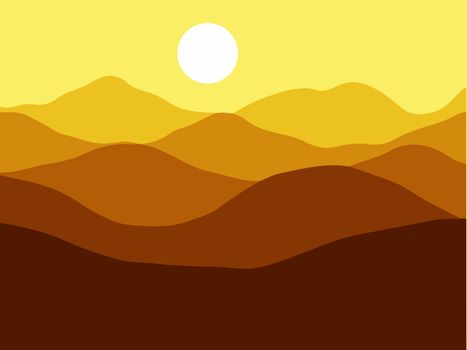 Mountains on the Sun background.  illustration.