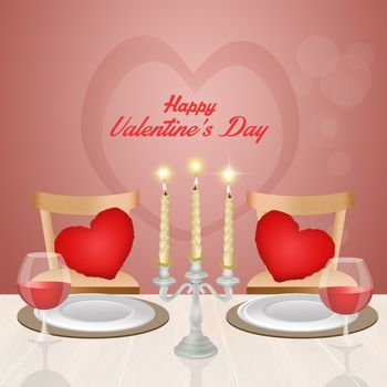 illustration of romantic dinner for Valentines day