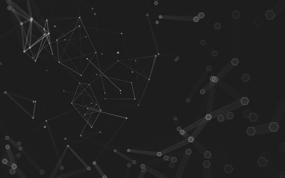 Abstract polygonal space low poly dark background with connecting dots and lines. Connection structure. 3d rendering