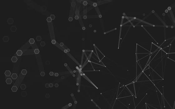 Abstract polygonal space low poly dark background with connecting dots and lines. Connection structure. 3d rendering