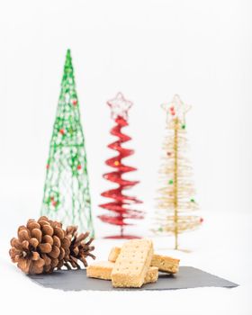 Traditional Scottish shortbread fingers in a christmas setting.