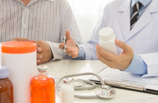 doctor prescribing medication and instructive to patient. medical concept