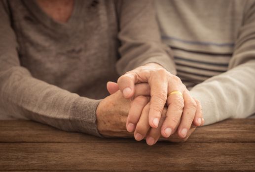 Old people holding hands. couple concept. love concept.