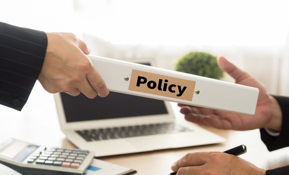 Staff  receive files policies from the executives. select focus.