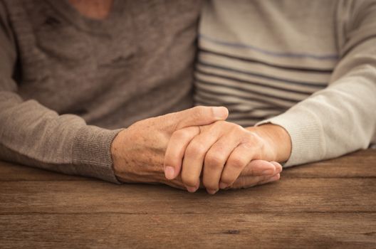 Old people holding hands. couple concept. love concept.