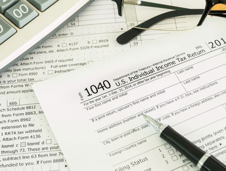individual income tax return form on desk