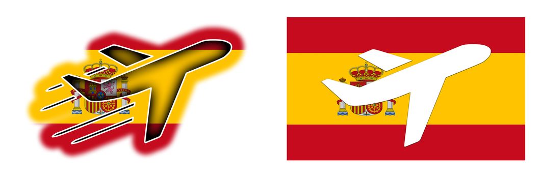 Nation flag - Airplane isolated on white - Spain