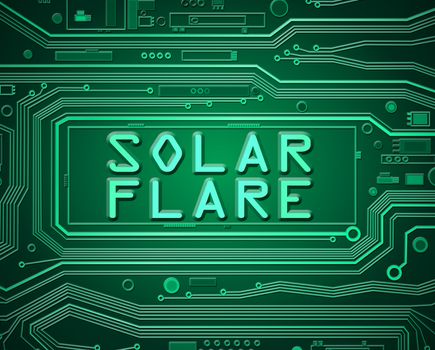 Abstract style illustration depicting printed circuit board components with a solar flare concept.