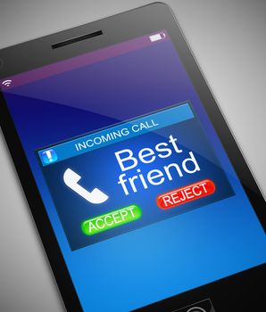 Illustration depicting a phone with a best friend calling concept.
