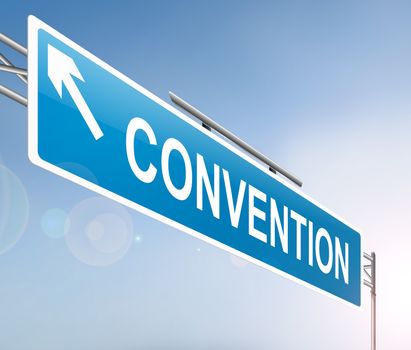 Illustration depicting a sign with a convention concept.