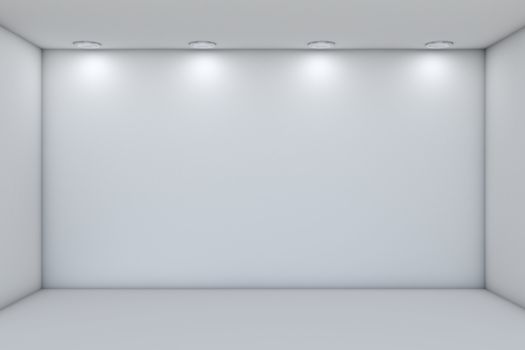 Empty storefront with lights. 3D illustration. Template for design