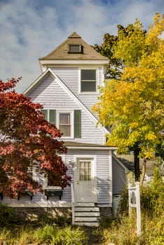 New England traditional houses in the fall, Maine, USA