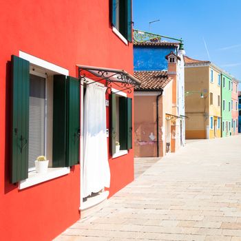 Pitoresque painted houses in Burano Isle, Venice, Italy