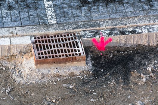 A new channel cover in the concrete foundation.