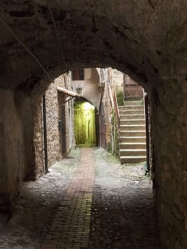Ceriana, Italy - Oktober 25, 2015: Thousand Year Old Town with its narrow alleys and protective