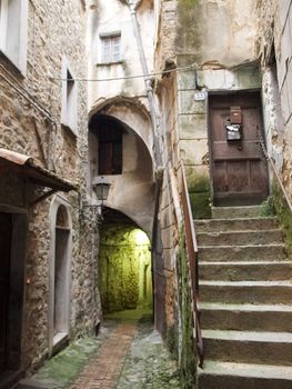 Ceriana, Italy - Oktober 25, 2015: Thousand Year Old Town with its narrow alleys and protective