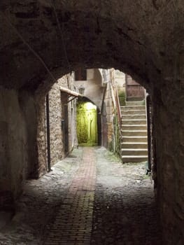 Ceriana, Italy - Oktober 25, 2015: Thousand Year Old Town with its narrow alleys and protective