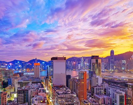 Hong Kong skyline at sunset