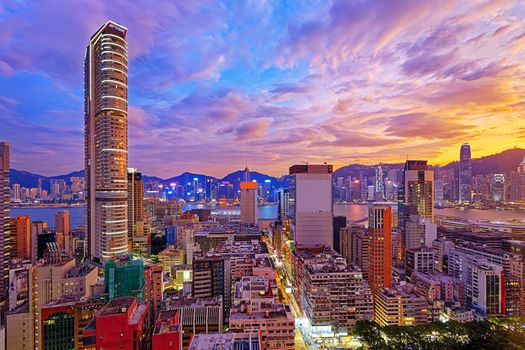 Hong Kong skyline at sunset